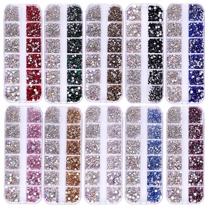 12 Grilles Coloré AB Cristal Nail <span class=keywords><strong>Strass</strong></span> <span class=keywords><strong>avec</strong></span> Point Perceuse Stylo 3D Mixte Caviar Perles Diamant Nail Charmes Nail Art Décoration - Product Image 1