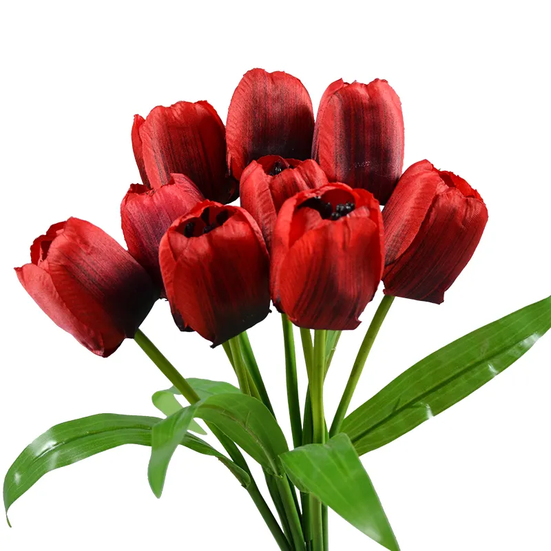 Artificial Tulip Flowers Bouquets for Independence Day Decor 9 heads Fake Tulip Bouquet for Home Party Wedding Decor