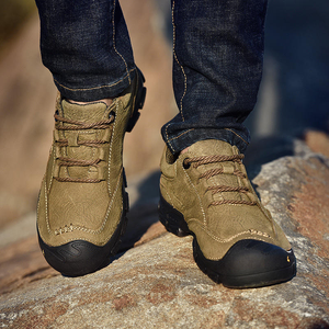 Zapatos de Senderismo para Hombre, de Piel de Vacuno de Primera Capa, Estilo Vintage, Anticolisión, para Viajes, Deportes de Ocio, Montañismo y Campamento - Product Image 5