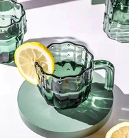 Juego de Tazas de Té de Vidrio Verde con Diseño de Cactus, 220 ml, Decoración Ecológica para el Hogar, Taza Plegable Creativa, Resistente al Viento y al Agua