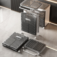 Chariot de courses mobile en plastique grande capacité avec poignée et roues, panier de rangement pour vêtements sales pour la salle de bain