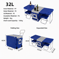 Glacière à roulettes 28L à coque rigide avec porte-gobelets pour la pêche et les activités de plein air, mobilité facilitée, approvisionnement OEM en gros