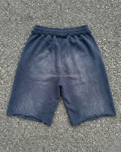 Casual Drawstring Cotton Streetwear Knee Length Shorts for Men Vintage Washed Double <b>Layer</b> Waist Shorts Men - Product Image 2