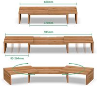 Support de moniteur réglable en bois de bambou Support de rehausseur d'écran PC Bureaux d'ordinateur-Caractéristiques pliables et extensibles