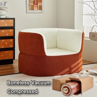 Fauteuil convertible simple, fauteuil compressible, moderne, pour salon de villa, en fausse fourrure, rond