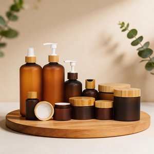 Muestra Ecológica - Frascos de Crema Cosmética Mate Rosa Verde con Tapa de Bambú para Baño, Dormitorio, Regalo, Uso Cosmético - Product Image 3