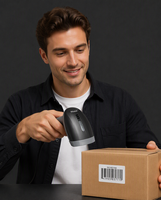 Lecteur de codes-barres 2D filaire avec support, détection automatique, scanner QR portable