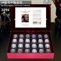 Ensemble de poudre à ongles en acrylique chromé coloré avec effet miroir, 24 couleurs, poudre scintillante haute brillance