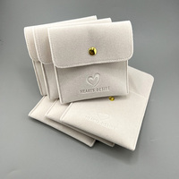 Pochette en velours épais sur mesure avec bouton-pression pour bagues et boucles d'oreilles, sac cadeau de luxe en velours, échantillon gratuit