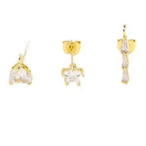 Nantong Geometric Stud Earrings 14K Gold Plated Copper Micro <b>Set</b> Zircon Everyday Wear Unisex Jewelry Accessories - Product Image 5