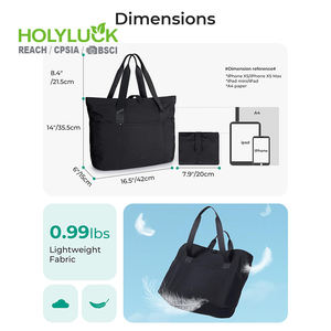 Vente en gros grand sac fourre-tout à pli uni sac à provisions sac à main léger à fermeture éclair grands sacs à bandoulière vierges avec logo personnalisé - Product Image 4