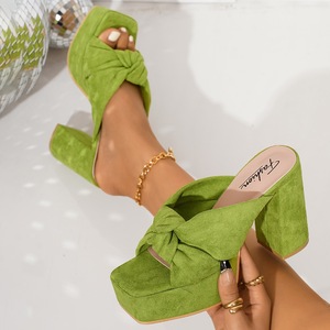 Sandalias de plataforma con punta cuadrada y nudo para mujer, con tacón grueso, para ocasiones de noche y discoteca. - Product Image 3
