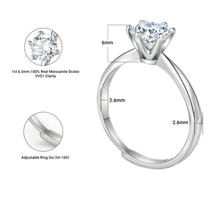 Anello di Fidanzamento all'Ingrosso con Diamante Moissanite Certificato GRA 1CT VVS, Argento Sterling 925 Placcato Oro Bianco 14K per Donne - Product Image 2
