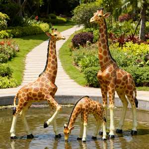 Sculpture de <span class=keywords><strong>girafe</strong></span> grandeur nature en résine personnalisée à grande échelle pour la décoration de jardin - Statue artistique et écologique de la même taille qu'une personne - Product Image 4