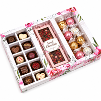 Boîte d'emballage de chocolat imprimée personnalisée Boîte cadeau de luxe en papier rigide pliable Boîte de chocolat sucré avec fenêtre de bac à papier d'impression