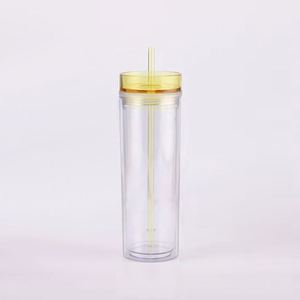 Gobelet isotherme à double paroi en acrylique de 16 oz avec logo personnalisé, paille et sangle, idéal pour la randonnée, la plage et les vacances d'été - Product Image 3