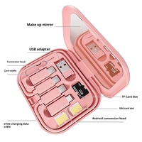 Cable de Datos USB Multifuncional de 60w 3A, Carga Rápida 6 en 1, Kit de Cable de Carga USB C con Espejo, Adaptador de Viaje para Teléfono