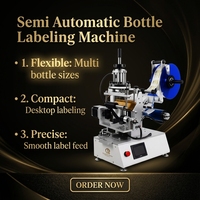 Applicateur d'étiquettes semi-automatique Gofar pour bouteilles carrées, machine à étiqueter les bouteilles plates double face, machine à étiqueter les bouteilles avec date
