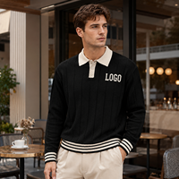 Pull en maille unie vintage jacquard à col et manches longues pour homme et jeune homme, avec logo personnalisé, anti-rétrécissement et anti-plis