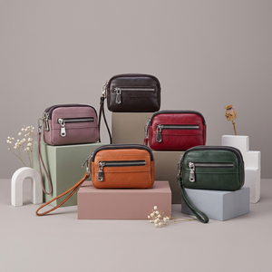WRIZA Genuine Leather Wristlet <b>Bag</b> Front Zipper Pocket Compact Design Stylish Colors Durable Craftsmanship Cards Gifts - Product Image 2