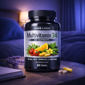 Multivitamines Naturelles 34 Complément 60+ Nutriments Certifié GMP Antioxydant Multivitamines 34 Comprimés Santé Sportive - Product Image 5