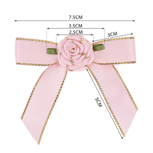 Vải Nhân Tạo Rosettes Mini Hoa Thủ Công Mỹ Nghệ DIY May Trang Trí Lễ Hội Đám Cưới Nhỏ <span class=keywords><strong>Ribbon</strong></span> Hoa Hồng Với Màu Xanh Lá Cây Lá - Product Image 5
