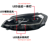 Phare avant à LED noir pour Volkswagen Golf 7.5 R 2018-2021, double lentille, DRL de type C, 6000K, composant d'éclairage avant de voiture