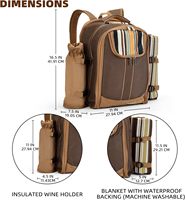 Mochila de Picnic Walker para 4 Personas con Compartimento Refrigerador, Bolsa para Vino, Manta de Picnic (45"x53") de Poliéster, 5 Libras, Regalo para Familiares y Amantes, Bolsa OEM