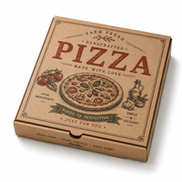 Boîte d'emballage pour pizza carrée écologique, recyclable et biodégradable avec gaufrage, en carton ondulé robuste pour l'emballage alimentaire