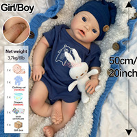 Poupées Reborn en Silicone Souple à Bouche Ouverte de 20 Pouces, Réalistes avec Veines Peintes Vives, Entièrement en Silicone Platine, Muneca pour Collectionneurs d'Art