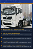 Camion tracteur SHACMAN X3000 4x2, 385 CV, moteur Weichai, transmission automatique, nouveau tracteur routier lourd, tête de remorque pour la logistique