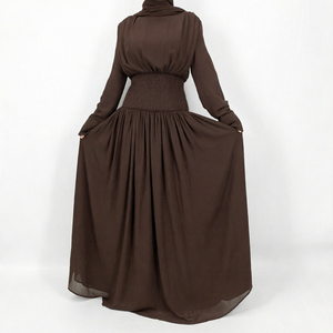 Abaya longue et élégante Loriya 2026 à nouer, en polyester, pour femmes musulmanes, couleur unie, vêtements islamiques pour adultes, collection automne - Product Image 1