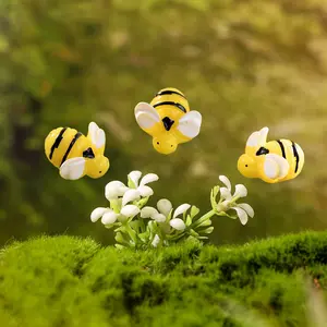 작은 꿀벌 미니어처 수지 크리스탈 클레이 액세서리 플랫 백 장식 빛나는 요정 정원 잔디 장식
