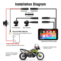 Système de navigation GPS 5 pouces pour voiture, navigation embarquée, CarPlay sans fil, Android Auto, enregistreur de conduite pour moto, étanche IP67