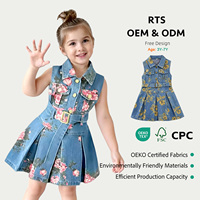 Robes en jean sans manches pour petites filles, longueur genou, prêtes à l'emploi, pour le quotidien, décontractées, en denim pour enfants