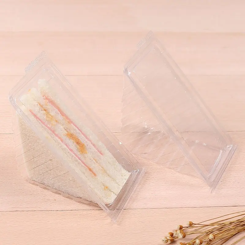 Plástico transparente para llevar Triangle Cake Cheese Sandwich Carry Box Container