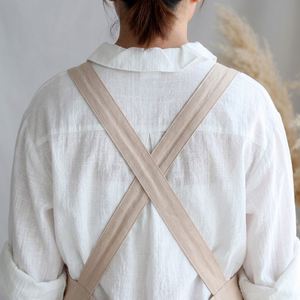 Delantal de algodón puro impermeable estilo coreano con encaje plisado, doble hombro, lavable para mujer, para limpieza del hogar - Product Image 4