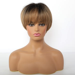 Pelucas sintéticas de fibra de alta temperatura para mujeres blancas, directamente de fábrica, <span class=keywords><strong>corte</strong></span> Pixie <span class=keywords><strong>Bob</strong></span>, resistente al calor - Product Image 1