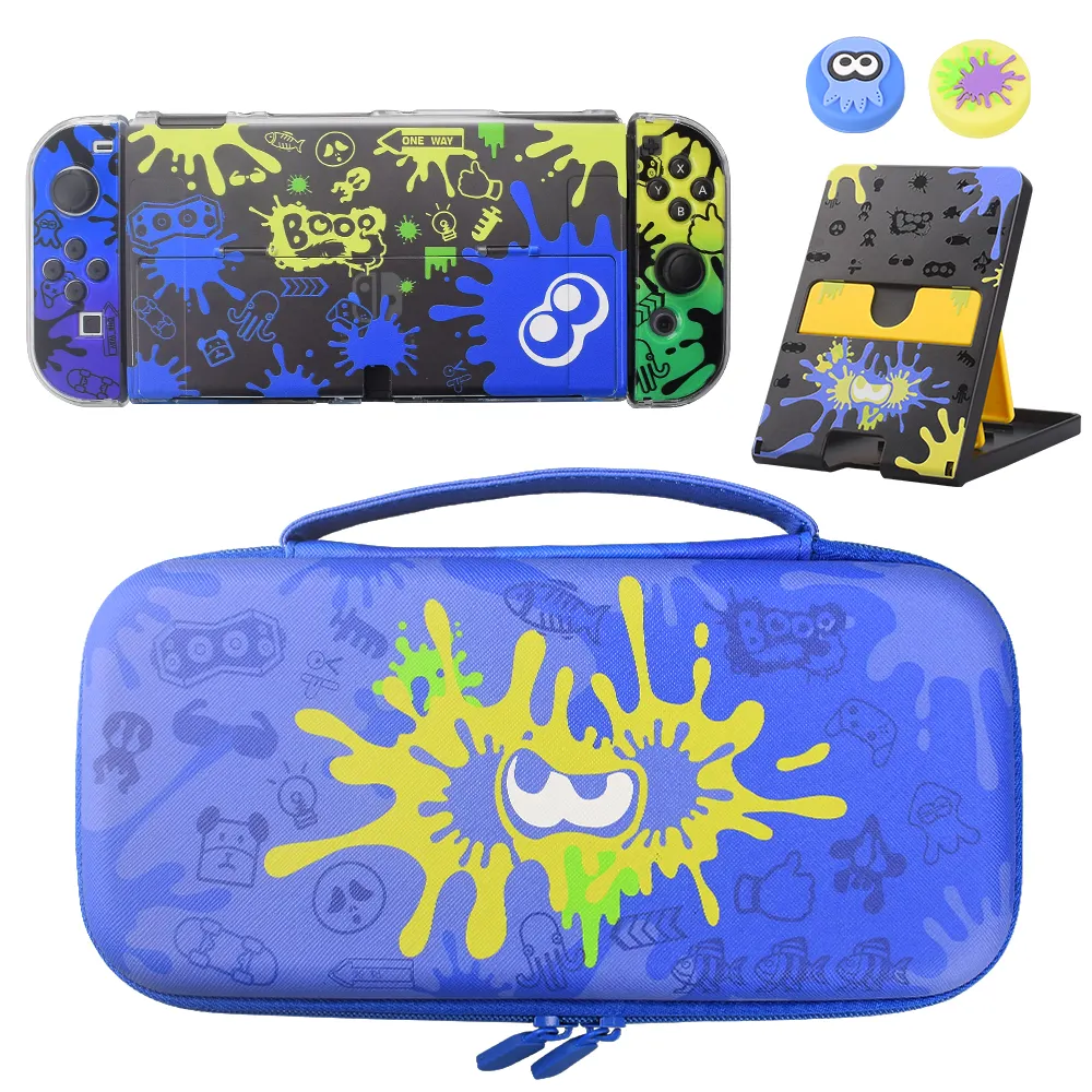 Protective Shell Hard Case Bag kit For NS Switch OLED Game Console Splatoon Carry Storage Set For Nintendo Switch Accessories