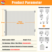 Barrière de sécurité pour bébé rétractable à mailles larges, à fixation par pression sans perçage, à commande d'une seule main, pour portes et escaliers, utilisation intérieure/extérieure