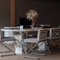 Pierre naturelle Marque privée Table basse moderne Meubles de salle à manger Design Antique Luxe Calacatta Viola Table à manger en marbre