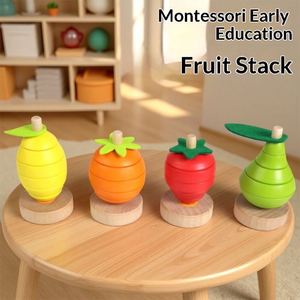 Montessori Early Education Wooden Fruit Stacking Toy Simulation Shape Toddlers Babies Cognitive Fun Educational Set Boxed - Product Image 2