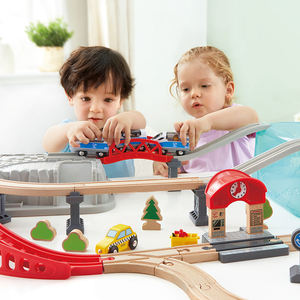 <span class=keywords><strong>Hape</strong></span> <span class=keywords><strong>Train</strong></span> en bois de haute qualité Ensemble de <span class=keywords><strong>train</strong></span> ferroviaire de luxe Échelle pour enfants Piste Voiture Jouets Véhicule Fente Jouets pour enfants Ensemble - Product Image 4