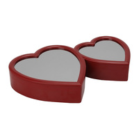 Miroir rouge avec deux cœurs, miroir magique à LED, cadre photo, miroir 3D, cadre photo