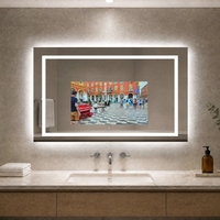 Miroir intelligent à écran tactile LED de 21,5 pouces avec design rabattable en verre, système Android, résistant à l'eau, pour salle de bain