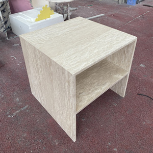 Mesa auxiliar de travertino beige Mesita de noche hueca de mármol natural Ventas directas de fábrica - Product Image 3