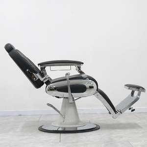 Oil <b>Head</b> Barber Chair Black Silver Check Pattern Specialized for Barber Shops Adjustable for Facial Shaving and Hair <b>Styling</b> - Product Image 3