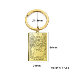 Vente en gros <span class=keywords><strong>de</strong></span> cartes <span class=keywords><strong>de</strong></span> tarot porte-clés arcanes majeurs collier esthétique amulette porte-bonheur bijoux en acier inoxydable cadeau pour hommes - Product Image 2