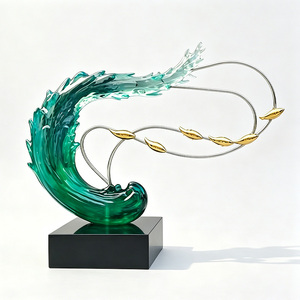 Sculpture d'onde artistique en résine transparente écologique, modelée à <span class=keywords><strong>la</strong></span> <span class=keywords><strong>main</strong></span>, personnalisée pour <span class=keywords><strong>la</strong></span> décoration d'hôtels, <span class=keywords><strong>de</strong></span> bureaux et <span class=keywords><strong>de</strong></span> jardins - Product Image 3