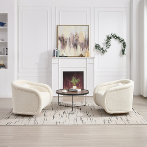 Sillón Giratorio con Tapicería de Felpa, Rotación de 360 Grados, Diseño Cómodo en Forma de Calabaza, Sillón Moderno para Sala de Estar, Algodón - Product Image 3